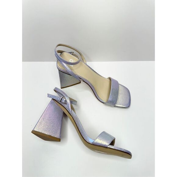 BP Sandals Womens Size 5 Lilac Parker Ankle Strap Chunky Triangular Heels - Picture 5 of 10